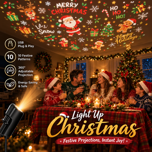 USB Christmas Projector Light With Festive Patterns