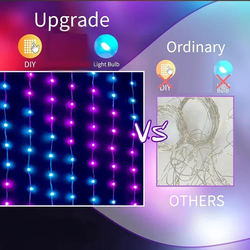 Smart LED Curtain Fairy Lights App Control Music Sync
