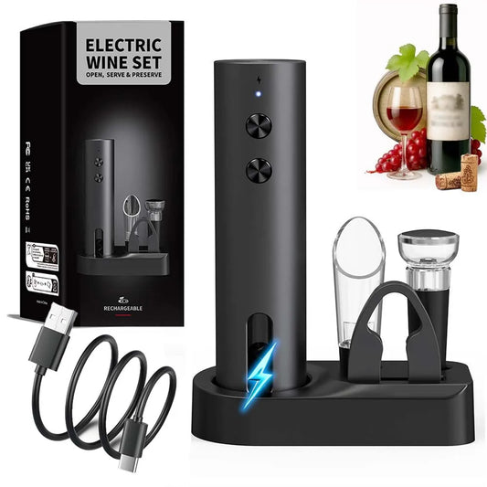 Electric Wine Bottle Opener Set – Rechargeable & Cordless