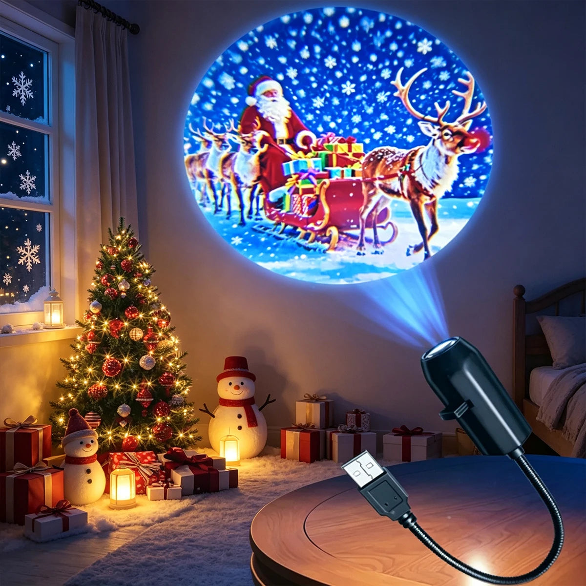 USB Christmas Projector Light With Festive Patterns